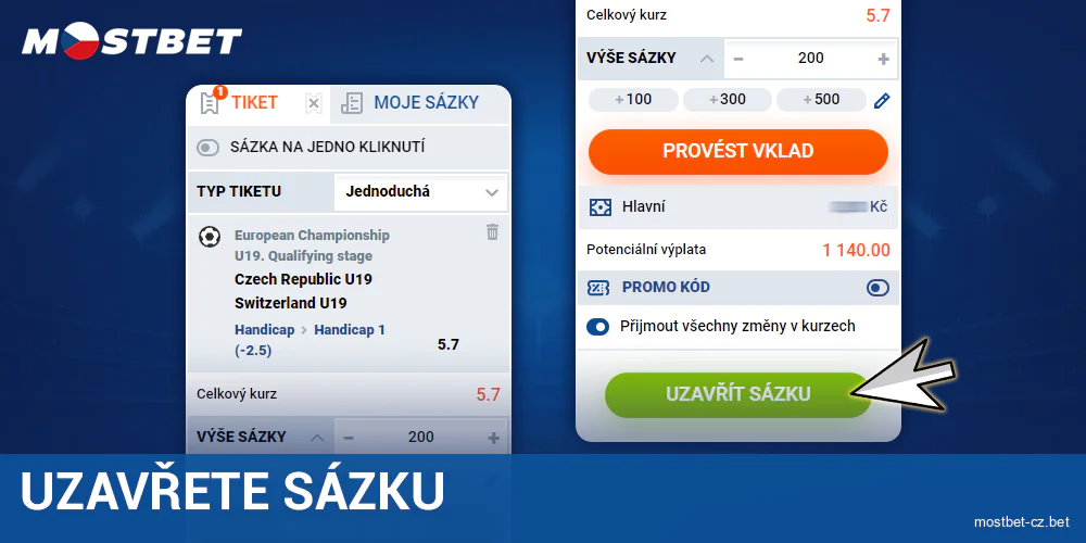 Potvrdit svou sázku na Mostbet CZ