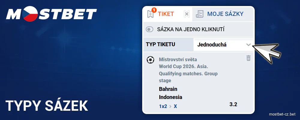 Možnosti sázek pro sázkaře Mostbet Česko
